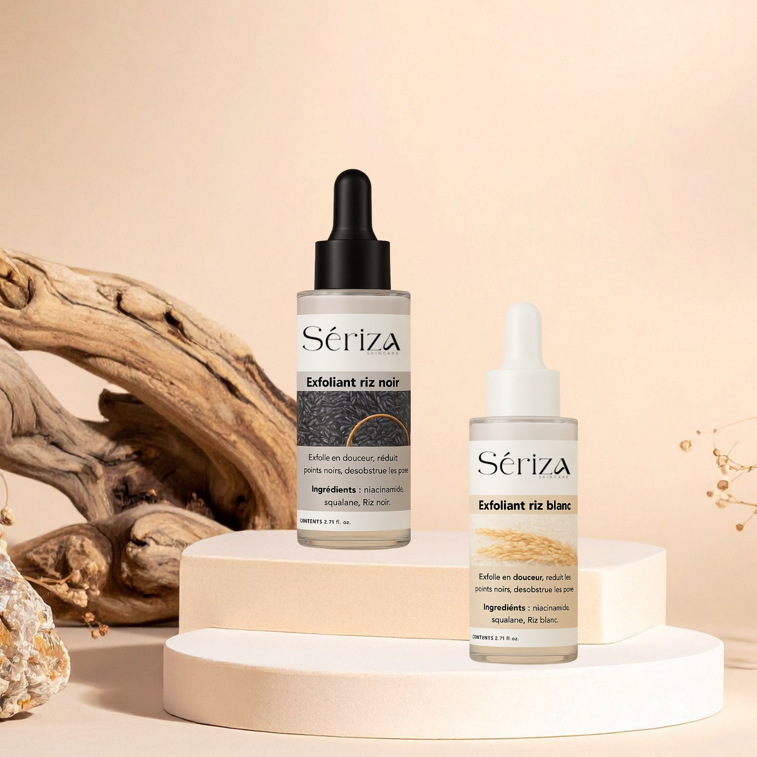 Sérum Exfoliant au Riz blanc et noir-Élimine les impuretés & affine le grain de peau